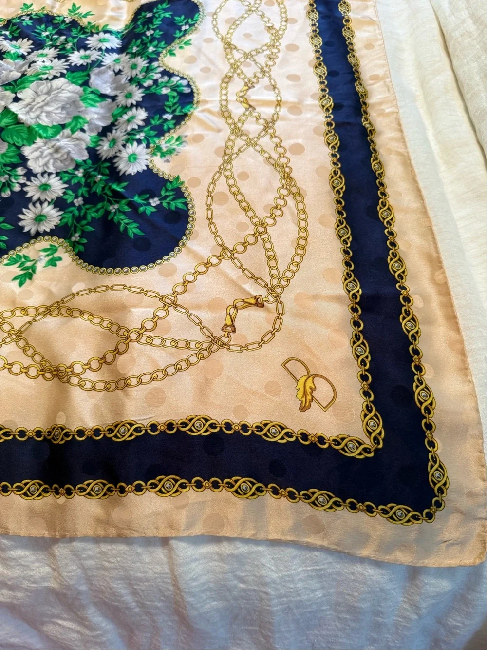 Vintage Basile 100% Silk Scarf Floral &Gold Made in Italy